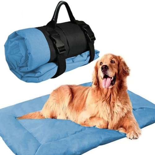 JIAMIAN Hundedecke für Unterwegs, Hundedecke für Faltbar, Hundedecke Wasserdicht, Orthopädisches Hundebett, Hundebett Outdoor, Hundebett Grosse Hunde, Hundebett Mittelgroße Hunde (Blau) von JIAMIAN