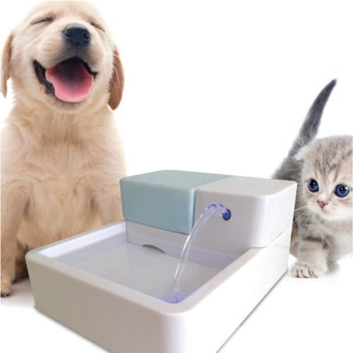 Jian YA NA Elektrischer Wasserbrunnen für Hunde und Katzen, 1,8 l, mit LED-Licht von JIAN YA NA