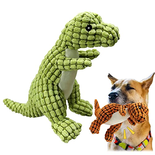 UnzerstöRbares Robustes Dino Hundespielzeug, Robustes Dino Hund PlüSch Quietschendes Hundespielzeug FüR Aggressive Kauer, Robustes Hundespielzeug, Langlebiges Interaktives Hundespielzeug (Grün) von JIAOJIE