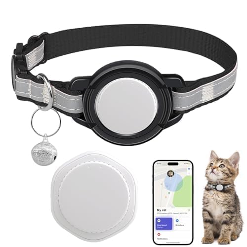 A JIARUI Cat Tracker GPS Tracker für Katzen Keine monatliche Gebühr Funktioniert mit Apple Find My (nur iOS) GPS Ortungsgerät mit abbrechbarem Halsband für Katzen (1 Pack) von JIARUI