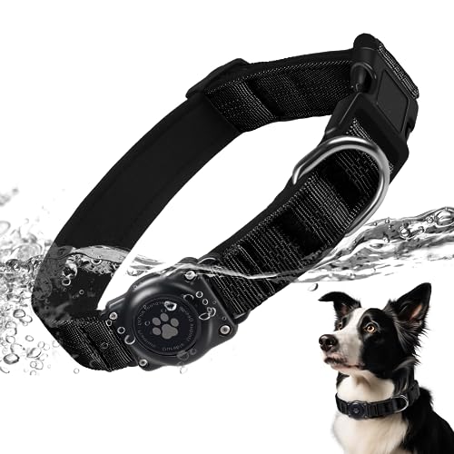 AirTag Hundehalsband, bequem gepolstert, Air-Tag-Hundehalsbandhalter, reflektierend, verstellbar, ultra-langlebig, robuste Hundehalsbänder für kleine, mittelgroße und große Hunde (L (37,6 cm - 51,6 von JIARUI