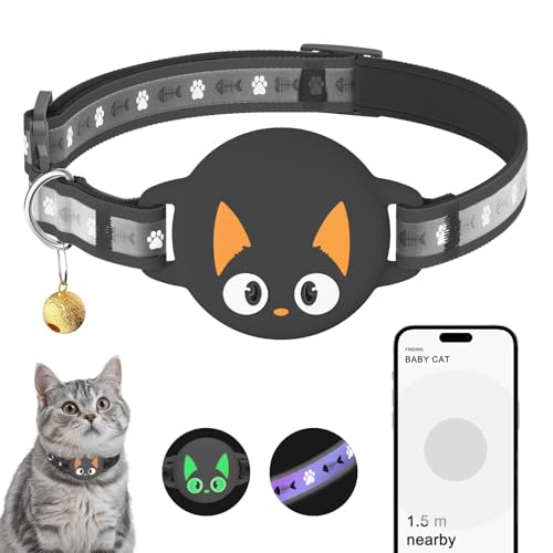 Airtag Katzenhalsband, Breakaway, reflektierendes Katzenairtag-Halsband mit Apple Air-Tag-Halter und Glocke, Katzen-Tracker-Halsband für Mädchen und Jungen, leichtes Kätzchenhalsband für Kätzchen, von JIARUI