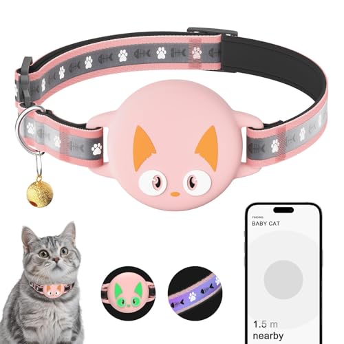 Airtag Katzenhalsband, Breakaway, reflektierendes Katzenairtag-Halsband mit Apple Air-Tag-Halter und Glocke, Katzen-Tracker-Halsband für Mädchen und Jungen, leichtes Kätzchenhalsband für Kätzchen, von JIARUI