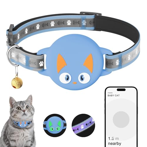 Airtag Katzenhalsband, Breakaway, reflektierendes Katzenairtag-Halsband mit Apple Air-Tag-Halter und Glocke, Katzen-Tracker-Halsband für Mädchen und Jungen, leichtes Kätzchenhalsband für Kätzchen, von JIARUI