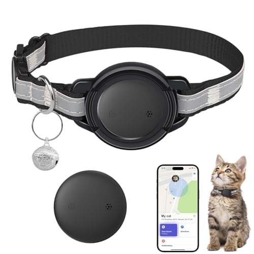 Cat Tracker (1 Pack) GPS-Tracker für Katzen Keine monatliche Gebühr Funktioniert mit Apple Find My (nur iOS) GPS Ortungsgerät mit abbrechbarem Halsband für Katzen von JIARUI