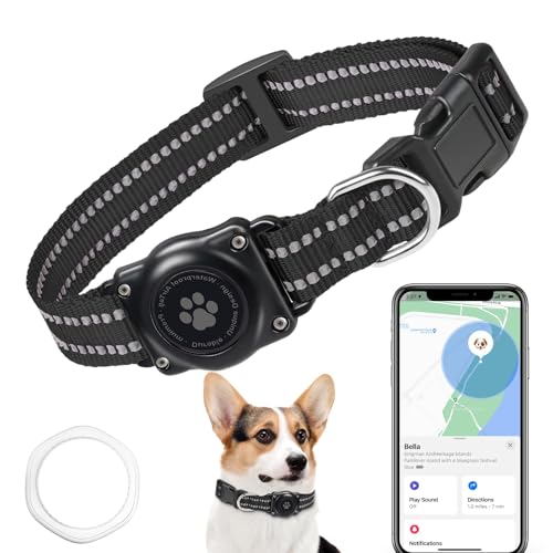 GPS-Tracker, Mini-GPS-Tracker mit Hundehalsband (nur iOS), keine monatlichen Gebühren, wasserdichtes Halsband, funktioniert mit Apple Find My Dogs, tragbares GPS-Gerät (1 Stück) von JIARUI