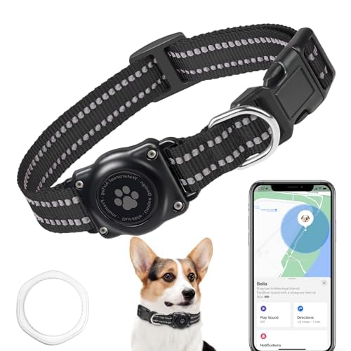 Hund GPS Tracker(1 Pack), Mini GPS Tracker Ohne Abo für Hunde, (nur IOS) mi t Wasserdichte Reflektierendes GPS Hunde Tracker Halsbänder, Tracking Standort von Haustieren, Arbeite mit Apple Find My von JIARUI