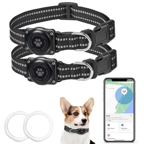 Hund GPS Tracker, Mini GPS Tracker Ohne ABO für Hunde, (nur IOS) mit wasserdichte Reflektierendes GPS Hunde Tracker Halsbänder, Tracking Standort von Haustieren, Arbeite mit Find My (2P) A von JIARUI