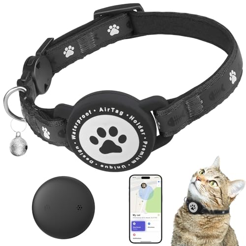 JIARUI Cat Tracker (1 Pack) GPS Tracker für Katzen Keine monatliche Gebühr Funktioniert mit Apple Find My (nur iOS) GPS Ortungsgerät mit abbrechbarem Halsband für Katzen von JIARUI