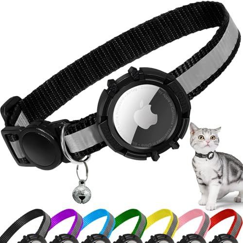 Katzenhalsband, Breakaway, reflektierendes Kätzchenhalsband mit Halterung und Glocke, leichte Tracker-Katzenhalsbänder für Mädchen, Jungen, Katzen, Kätzchen, Welpen (Schwarz, S) von JIARUI