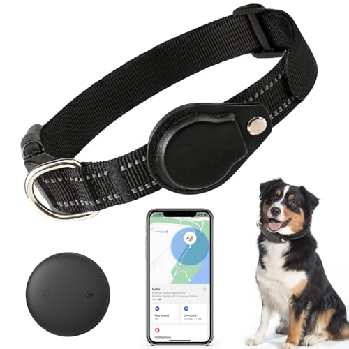 SmartTag Hundehalsband, Mini Tracker Ohne ABO für Hunde, (nur IOS) mit wasserdichte Reflektierendes GPS Hunde Tracker Halsbänder, Tracking Standort von Haustieren, Arbeite mit Apple Find My (1Pack) von JIARUI