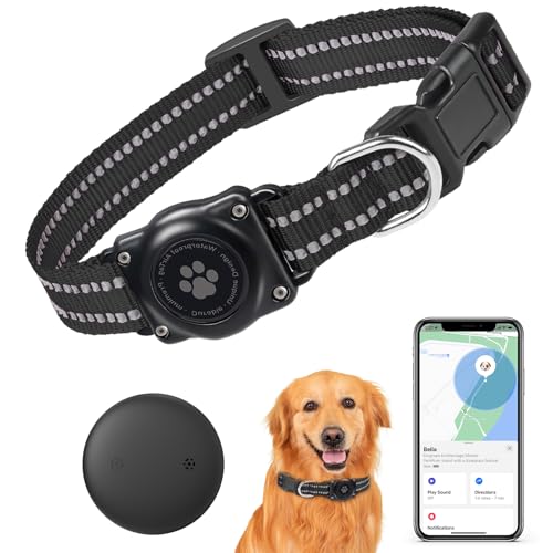 SmartTag Hundehalsband, Mini Tracker Ohne Abo für Hunde, (nur IOS) mit Wasserdichte Reflektierendes GPS Hunde Tracker Halsbänder, Tracking Standort von Haustieren, Arbeite mit Apple Find My (1 pack) von JIARUI