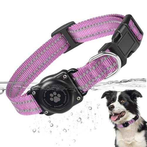 Wasserdichtes Airtag-Hundehalsband, Upgrade-Hundehalsband mit Airtag-Halterung, langlebiges und verstellbares reflektierendes GPS-Tracker-Halsband für kleine, mittlere, große und robuste Jungen, von JIARUI