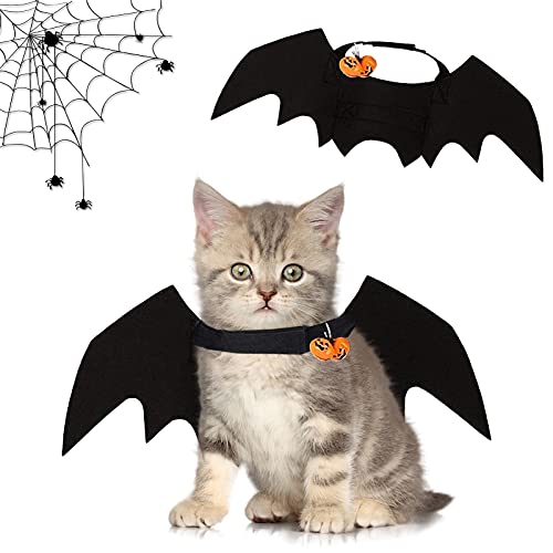 Haustier Fledermaus Kostüm,katzenkostüm für Katzen,Katze Fledermaus Kostüm Fledermaus Flügel Katze Hund Bat Wings kostüm Mit 2Pcs Pumpkin Bell,Für Haustiere Hunde und Katzen,Halloween Party Schmücken von JIASHA