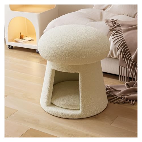 JIAYING Fußstütze Hocker Sitzhocker Ottomane Lammfellimitat Fußhocker, Katzenbett Fußhocker Lagerung Extra Sitzgelegenheit Für Wohnzimmer, Schlafzimmer, 7 Farben(White) von JIAYING