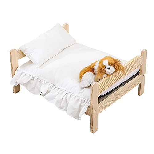 JIAYING Hundebetten Hundebetten Katze Betten Haustierbett Haustier Lounge, Erhöhte Holzhund/Katzenbett Feuchtigkeitsdichte Anti-Slip-Lounge, Für Familienwohnzimmer Schlafzimmer Tat (Color:Weiß) von JIAYING