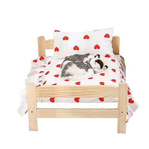 JIAYING Hundebetten Hundebetten Katze Betten Haustierbett Haustier Lounge, Erhöhte Holzhund/Katzenbett Feuchtigkeitsdichte Anti-Slip-Lounge, Für Familienwohnzimmer Schlafzimmer Tat (Color:rot) von JIAYING