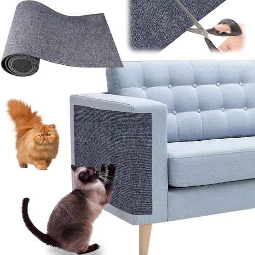 JIAZHOUHB Kratzmatte Katze,Cathpetic Kratzmatte Selbstkleben, Katzen kratzmatte, kratzmatte Katze Sofa, katzenkratzwand, DIY Climbing Cat Scratcher - Kommt mit 10 Sofas(Size:30 * 100CM,Color:Grau) von JIAZHOUHB