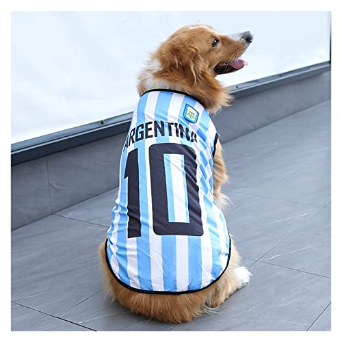 Kleine Große Hund Weste Haustier Kleidung Welpen Sommerkleid Samoa Labrador Teddy Mesh Weste T-Shirt Hund Katze Kleidung Shirt (Color : Argentina 10, Size : 4XL(80 * 55cm)) von JIBIO