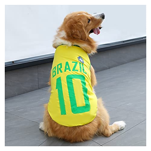 Kleine Große Hund Weste Haustier Kleidung Welpen Sommerkleid Samoa Labrador Teddy Mesh Weste T-Shirt Hund Katze Kleidung Shirt (Color : Brazil 10, Size : 4XL) von JIBIO