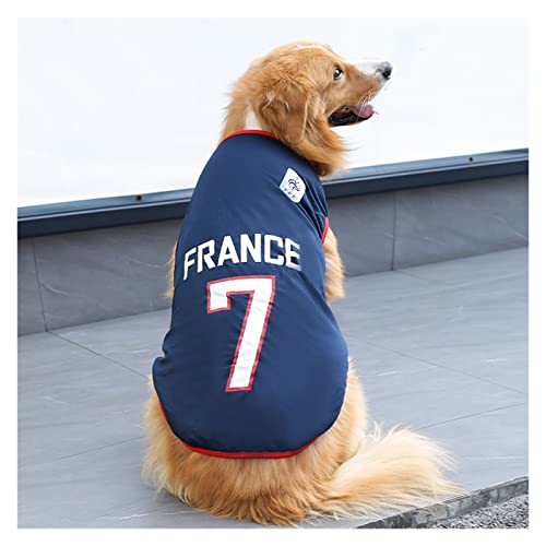 Kleine Große Hund Weste Haustier Kleidung Welpen Sommerkleid Samoa Labrador Teddy Mesh Weste T-Shirt Hund Katze Kleidung Shirt (Color : France 7, Size : 5XL(88 * 60cm)) von JIBIO