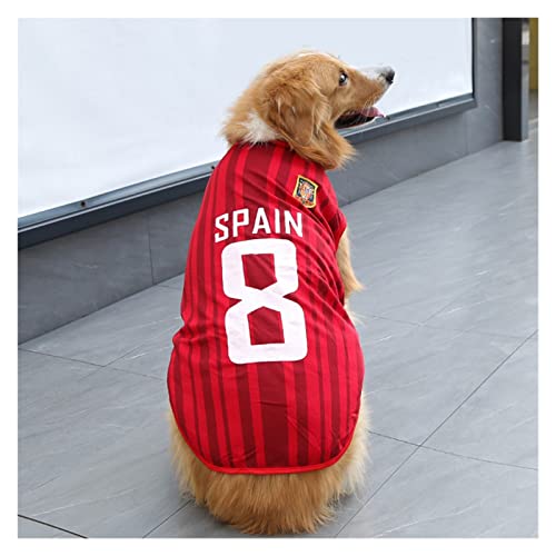 Kleine Große Hund Weste Haustier Kleidung Welpen Sommerkleid Samoa Labrador Teddy Mesh Weste T-Shirt Hund Katze Kleidung Shirt (Color : Spain 8, Size : 4XL(80 * 55cm)) von JIBIO