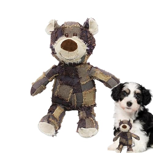 JIEBWCHA Robust Bear, Quietschende Plüsch Hundespielzeug Bär, 21cm Plüschbär Kauspielzeug, Unzerstörbar Bär, Plüschbär Hundespielzeug, Quietschend Plüsch Hat Spielzeug Für Hunde Jeden Alters Geeignet von JIEBWCHA