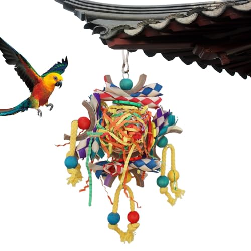 JIEBWCHA Vogelpapier Shredding -Spielzeug, Vogelkäfigspielzeug,Vogelkugelspielzeug - Futtersuche Shredder mit Metallhaken für Conures Shotets Cockatiels Lovebirds von JIEBWCHA