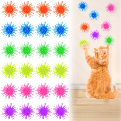 JIEYAO Interaktives Katzenspielzeug für Indoor-Katzen, 24 Stück, klebrige Katzenbälle, Spielzeug an der Wand, selbstrollender Scritter-Ball, Katzenspielzeug, Stimulationsspielzeug für selbstspielende von JIEYAO