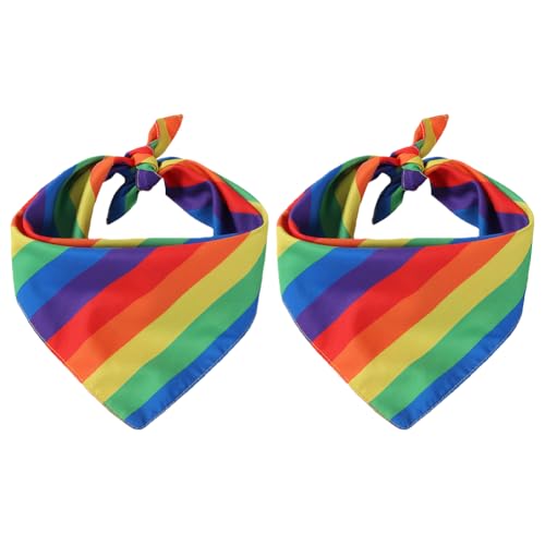 Gay Pride Regenbogen-Halstuch, LGBT-Kopftuch, bunt, gestreift, Bandana, Stirnband, Regenbogenfarben, für Männer und Frauen, 2 Stück von JIHUOO