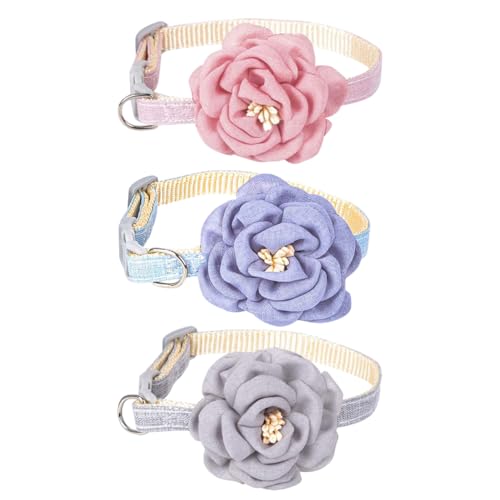 Hundehalsbänder mit Blumenmotiv, verstellbar, Frühlings-Hundehalsband, Blumenmuster, Mädchen, Katze, Kätzchen, Breakaway-Halsbänder, niedliche Haustierhalsbänder, Katzenhalsband, Halsketten mit von JIHUOO