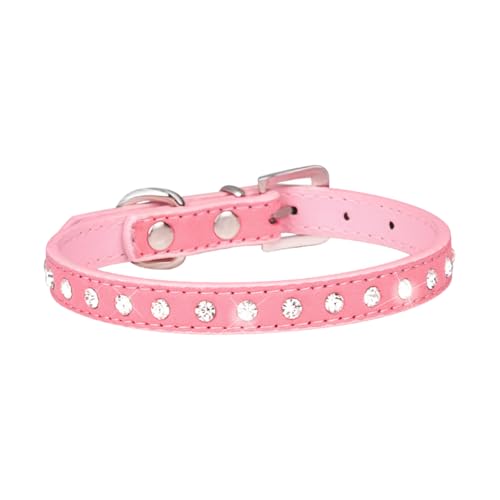 Hundehalsband aus PU-Leder, für kleine Hunde, Strass-Halsband, weich, rosa, Welpenhalsband, Kristall, verstellbar, glitzernd, ausgefallenes Haustierhalsband, Party, Katzenhalsband, Geburtstag, von JIHUOO