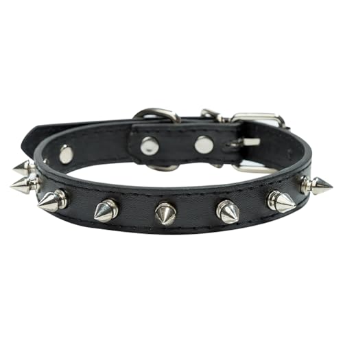 JIHUOO Hundehalsband aus PU-Leder, Nieten, modisch, verstellbar, klein, männlich, Welpenhalsband, Hundehalsband, dekoratives Haustierhalsband, Kätzchen, Geburtstag, Größe M von JIHUOO