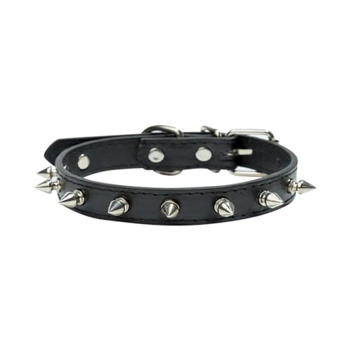 JIHUOO Hundehalsband aus PU-Leder, Nieten, modisch, verstellbar, klein, männlich, Welpenhalsband, Hundehalsband, dekoratives Haustierhalsband, Kätzchen, Geburtstag, klein von JIHUOO