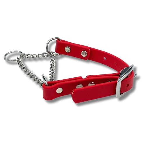 JIM HODGES DOG TRAINING Martingale Halsband für Hunde, Biothane, Edelstahl-Hardware, kein Ziehen, hergestellt in den USA, professionelle Qualität, Medium, Rot von JIM HODGES DOG TRAINING