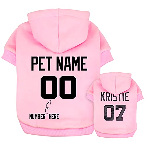 JINFU Hunde-Kapuzenpullover für große Hunde, personalisierbar, französische Bulldogge, Kleidung für kleine, mittelgroße und große Hunde, individuelle Hundekleidung, Hunde-Kapuzenpullover (XXL, Rosa) von JINFU