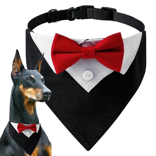 Hundehalsband für Hochzeit, Hundehalsband, Bandana, Fliege, verstellbar, atmungsaktiv, formelles Hochzeits-Hundehalstuch, Hochzeitsfliege für mittelgroße und große Hunde von JINGAN