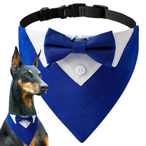 Hundehalsband für Hochzeit – Hundehalsband, Bandana, Fliege, verstellbares Halstuch für Hochzeiten und Partys von JINGAN