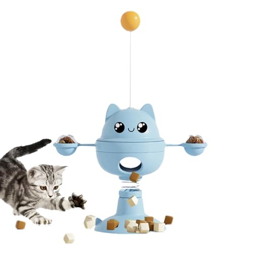 JINGAN Katzen-Leckerli-Spender, Kauspielzeug – rotierendes Katzenjagdspielzeug, Katzenkarussell, Kätzchen-Spielzeug, interaktives Katzenspielzeug mit Saugnapf für Indoor-Katzen-Übung von JINGAN