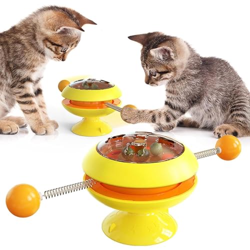 Katzenminze-Spinner-Ball-Spielzeug, interaktives Windmühlen-Katzenspielzeug,Katze Spinner Spielzeug Saugnapf | Katzen-Zahnbürsten-Spielzeug, Kätzchen-Beißspielzeug, lustiges neckendes Katzen-Spinner-W von JINGAN