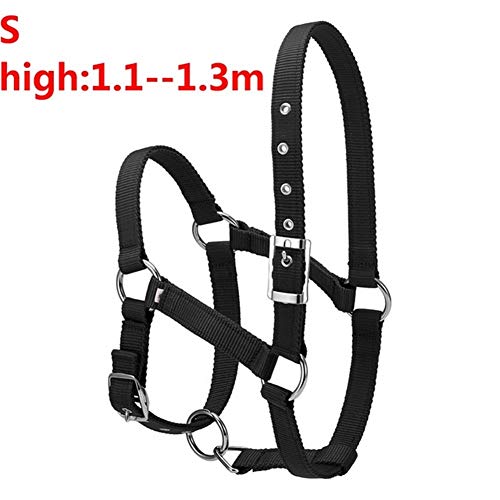 JINGBA S/M/L 6MM verdickte Pferdekopf Kragen Verstellbare Sicherheitshalfter Trensen Halfter Reiten Rennequipment Trainings Seil (Color : Balck S) von JINGBA