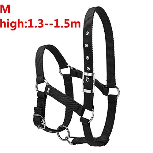 S/M/L 6MM verdickte Pferdekopf Kragen Verstellbare Sicherheitshalfter Trensen Halfter Reiten Rennequipment Trainings Seil (Color : Balck M) von JINGBA