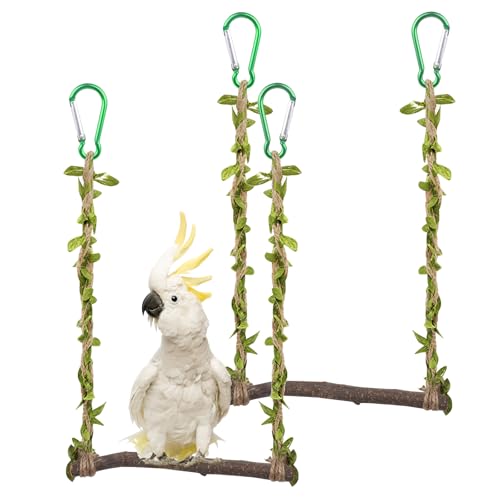 2 Stück Bird Swing Stand Papageien Holz Schaukel Vogelkäfig Zubehör Hängenden Spielzeug Trainings Ständer für Vogel Papagei von JINGHANGER