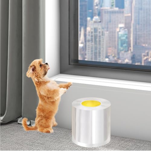 Hunde und Katzen Kratzschutz Tür 100mm x 3m Türschutz transparent Kratzschutz Fensterbankschutz Selbstklebend Schutz für Möbel, Wände und Fenster von JINGHANGER