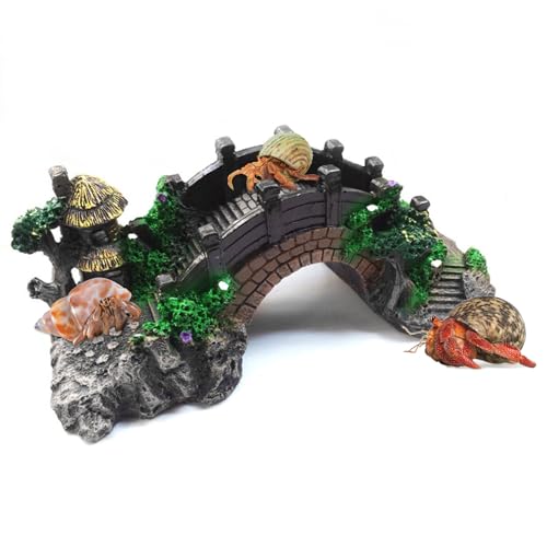 JINGHANGER Einsiedlerkrebs Kletterbogen Brücke Kletterspielzeug aus Harz Retro Brücke Figurine Brücken für Reptilienkäfige Kleintierkäfig Zubehör für Einsiedlerkrebse und Kleintiere 18x9x7,5cm von JINGHANGER