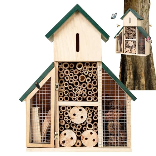 JINGLING Bienenhäuser für den Garten, Bienenhotel | Hängehotel aus Holz | Dekorativer Garten-Habitat für s, Florfliegen, Kastendekoration für Garten und Hof JINGLING Bienenhäuser für den Garten, Bienenhotel | Hängehotel aus Holz | Dekorativer Garten-Habitat für s, Florfliegen, Kastendekoration für Garten und Hof von JINGLING