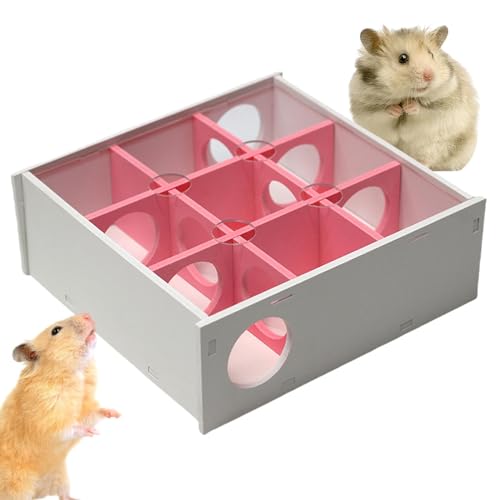 JINGLING Hamster-Mehrkammer-Versteck, Hamster-Labyrinth-Versteck | Hamsterhaus und Labyrinthtunnel aus Holz mit 9 Kammern - Geräumiges Spielspielzeug zum Erkunden von Tunneln, praktische Verstecke in von JINGLING