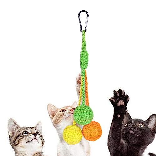 JINGLING Katzen-Sisalball - Kaubarer Kratzbaum für Kätzchen | Kaubares, interaktives Katzen-Sisal-Seilball-Spielzeug, Katzenball, rollender Ball, Kratzkatzenspielzeug für drinnen, Kätzchen, Welpen von JINGLING