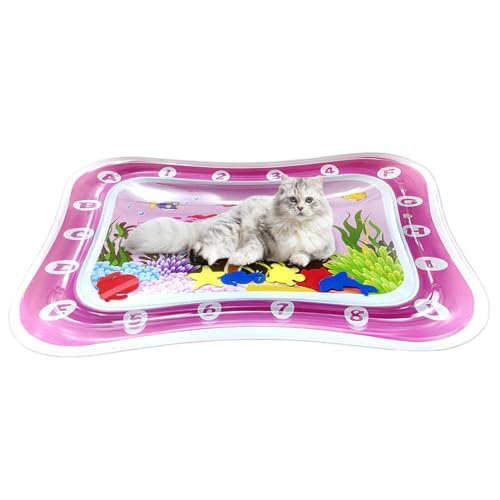 JINGLING Sensorische Wassermatte Für Katzen, Wassersensorische Spielmatte, Wassersensor Kühlmatte Für Kinder, Interaktives Katzenspielzeug, Sommer Wasserspielmatte Für Kleine Hunde Katzen, 66x50cm von JINGLING