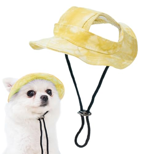 JINGLING Sonnenhut für Hunde, Katzen-Eimerhut | Bucket Hat Welpenvisier,Fischerhut mit Ohrlöchern, verstellbares Hundevisier, Haustierhüte mit breiter Krempe für kleine mittelgroße Hunde und Katzen von JINGLING